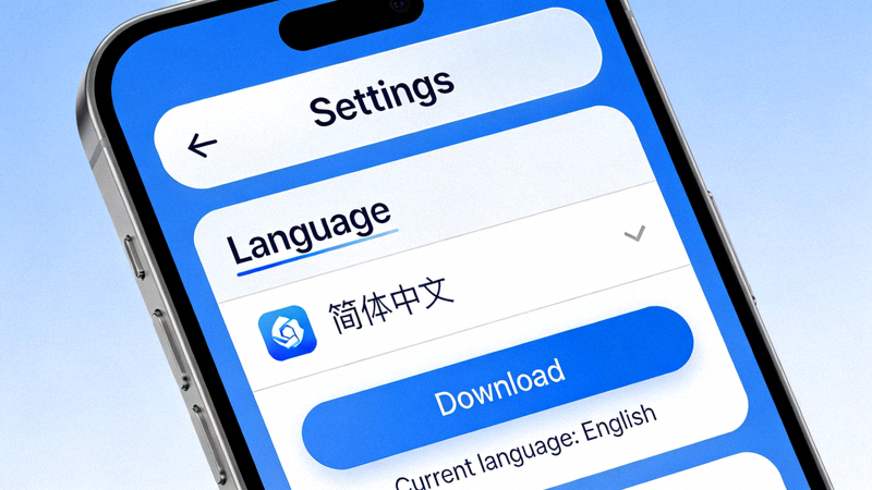 安卓版Telegram设置菜单中Language选项内下载简体中文语言包的界面模拟图