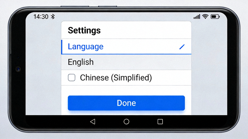 安卓版Telegram语言设置界面截图：展示从英文菜单切换到中文选项的过程