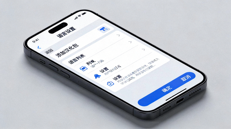 安卓版纸飞机APP内语言设置菜单，展示添加汉化包选项的截图