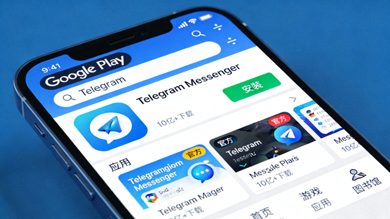 安卓手机从Google Play商店搜索并安装Telegram官方应用的界面截图