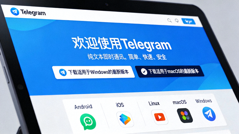 访问Telegram官方网站首页的截图，展示下载按钮位置