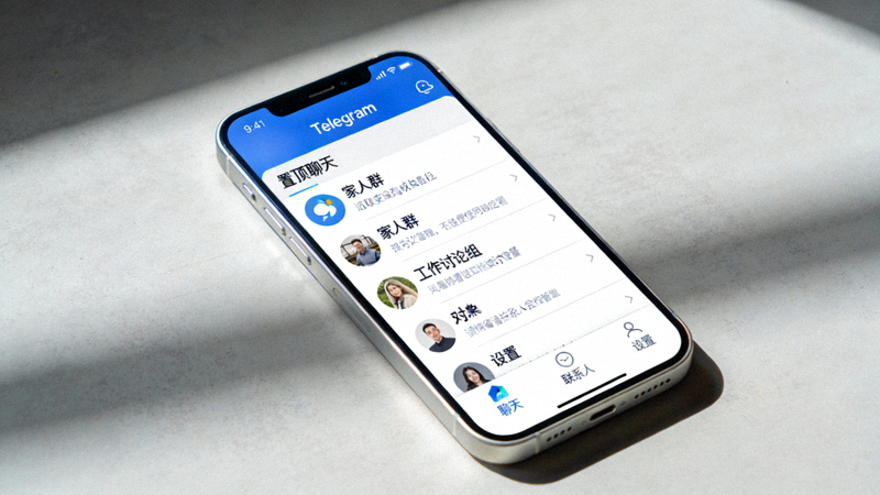 iPhone上运行的汉化版Telegram中文主界面截图