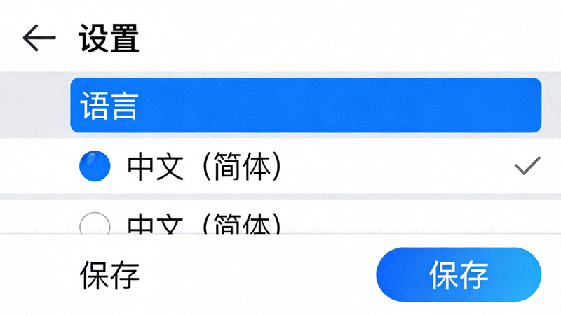 Telegram安卓版设置中选择中文简体语言的菜单截图