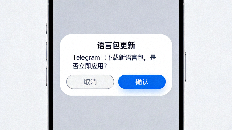 Telegram弹出应用语言包确认对话框的界面模拟图