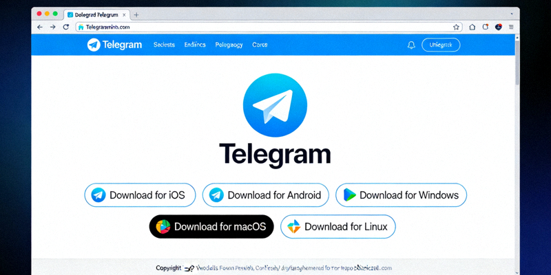 Telegram官方网站首页截图，展示各平台下载按钮