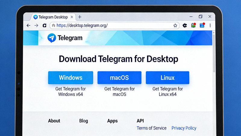 Telegram官方网站桌面版下载页面在电脑浏览器中的显示效果
