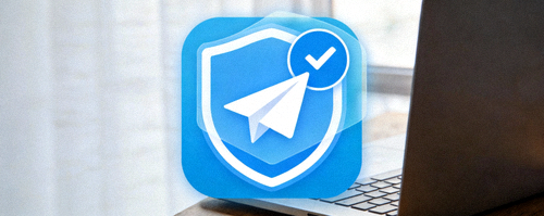 Telegram官方应用图标与安全盾牌叠加的示意图，象征安全下载
