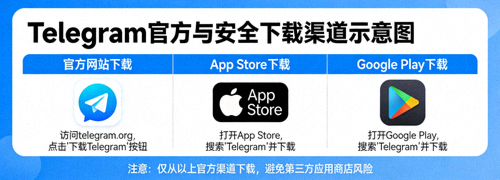Telegram官方与安全下载渠道的示意图